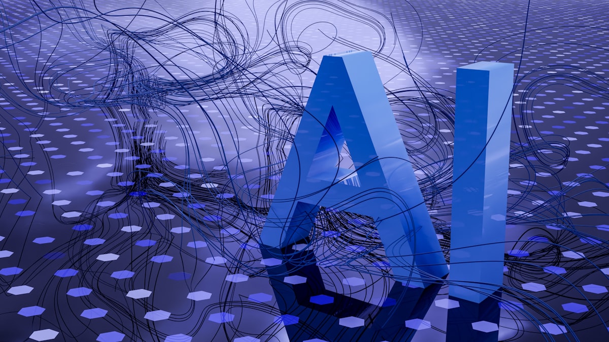 Abstract AI visualization with neural network patterns